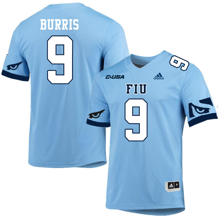 #9 Nazeviah Burris FIU Jersey,Florida International University Panthers Football Jersey-Light Blue